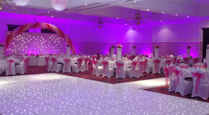 2L DJs - LED White Dancefloor & LED Up Lights